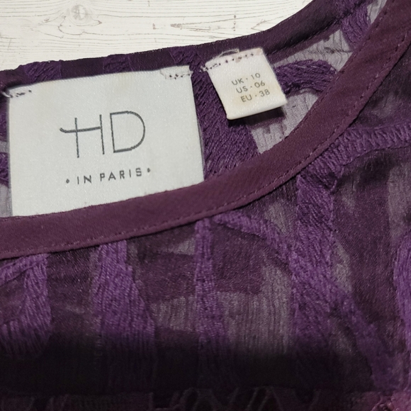 Anthropologie HD in Paris Sheer Eggplant Top - Picture 4 of 9